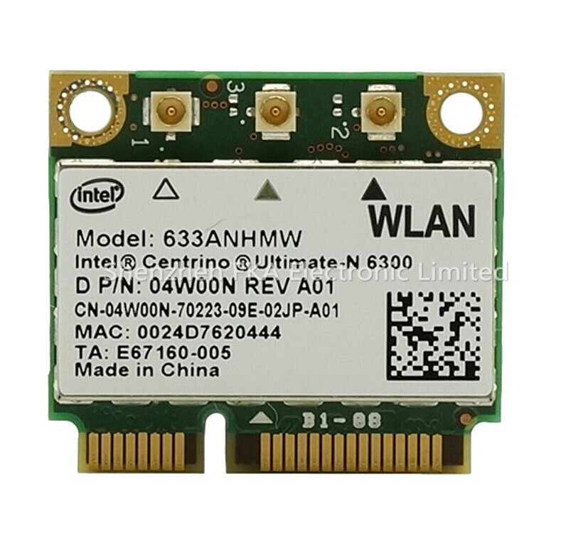 Intel 6300 Ultimate-N Wireless WiFi 802.11 a/g/n WLAN PCIe Half-Height Mini Card 633ANHMW 450M